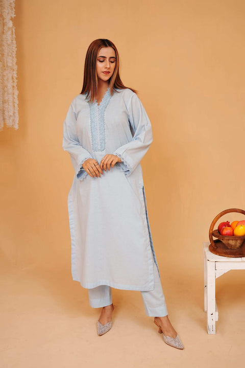 Cloudy Blue – 2 Piece Lawn Suit