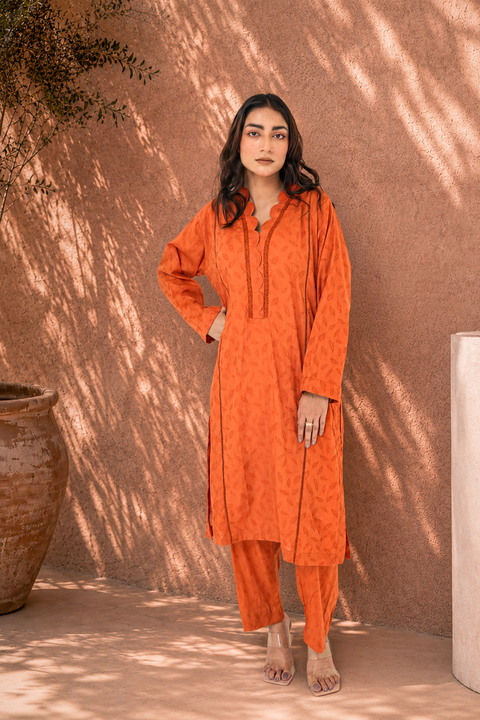 Summer Orange – 2 Piece Lawn Suit