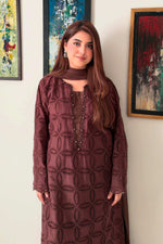 Mocha Dusk Chikankaari Grace 3-Piece Suit