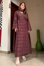 Mocha Dusk Chikankaari Grace 3-Piece Suit