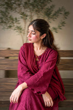 Maroon Cutwork Chikankaari Grace 3-Piece Suit