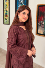 Mocha Dusk Chikankaari Grace 3-Piece Suit
