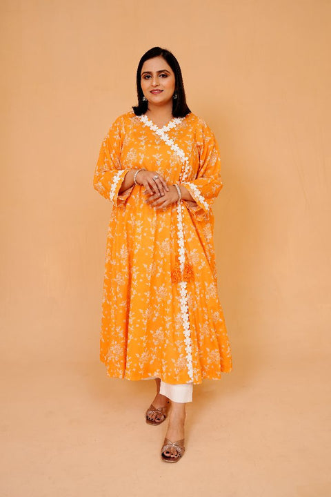 Zarqa Bright Orange Lace Lawn 2-Piece Suit