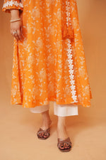 Zarqa Bright Orange Lace Lawn 2-Piece Suit