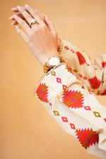 Beige Printed Lawn Suit with Gharara & Chiffon Dupatta