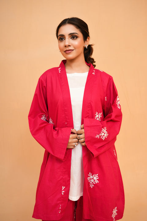 Embroidered Kimono Co-ord Set