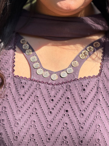 Muted Plum – 3 Piece Chikankari Suit
