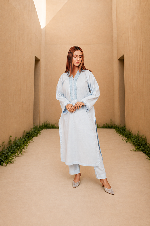 Cloudy Blue – 2 Piece Lawn Suit