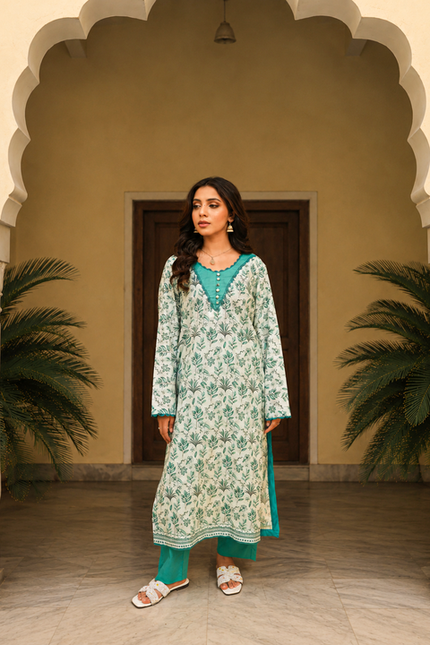 Sage Leaf Printed Lawn