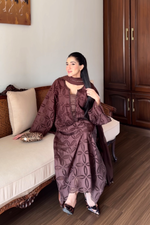Mocha Dusk Chikankaari Grace 3-Piece Suit
