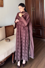 Mocha Dusk Chikankaari Grace 3-Piece Suit
