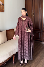 Mocha Dusk Chikankaari Grace 3-Piece Suit