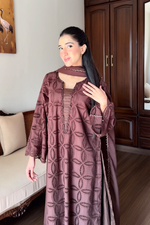 Mocha Dusk Chikankaari Grace 3-Piece Suit
