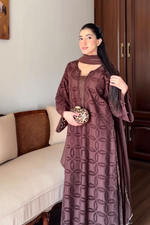 Mocha Dusk Chikankaari Grace 3-Piece Suit
