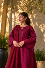 Maroon Cutwork Chikankaari Grace 3-Piece Suit