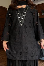 Midnight Black – Chikankari 3 Piece Suit