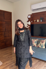 Midnight Black – Chikankari 3 Piece Suit
