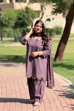 Muted Plum – 3 Piece Chikankari Suit