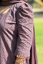 Muted Plum – 3 Piece Chikankari Suit