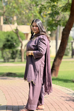 Muted Plum – 3 Piece Chikankari Suit
